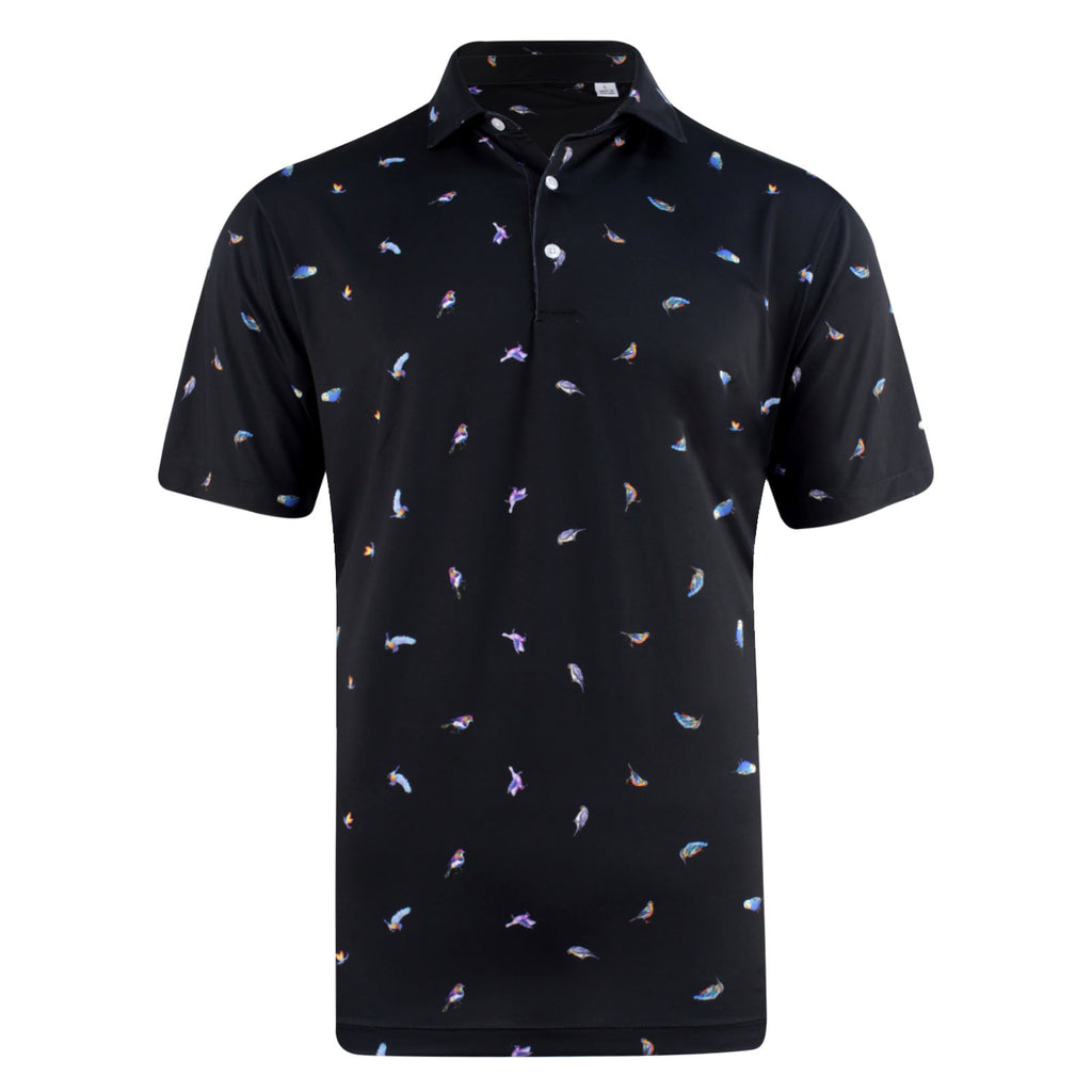 THE BIRDS ECOTEC PRINT POLO - Black IS16804